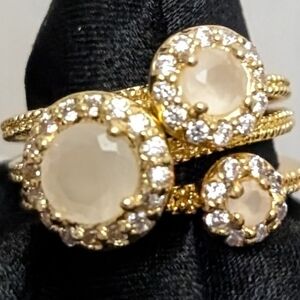 #105. Opal & Cubic Zirconia 3'Rings Set Size 7